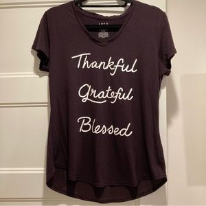 Apt. 9 Women's Short Sleeve V-Neck Tee in Deep Plum with White Script
